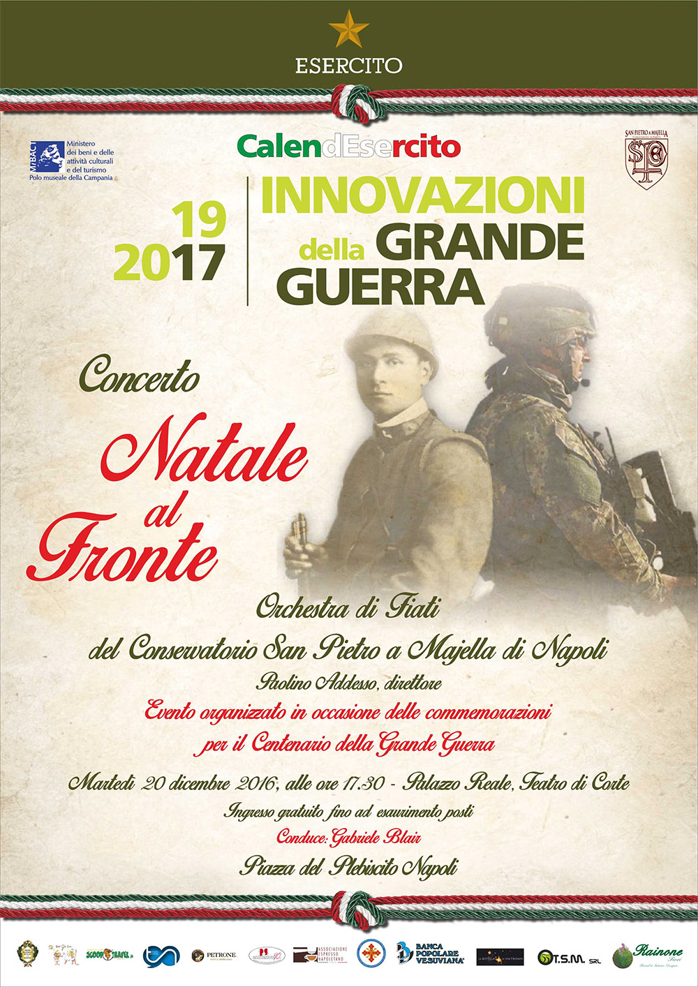 Martedì 20 dicembre, assistenza sanitaria a Palazzo Reale – Presentazione Calendario Esercito Italiano
