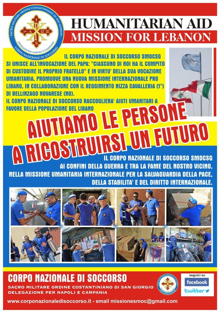 Nuova Missione Umanitaria in Libano del Corpo di Soccorso