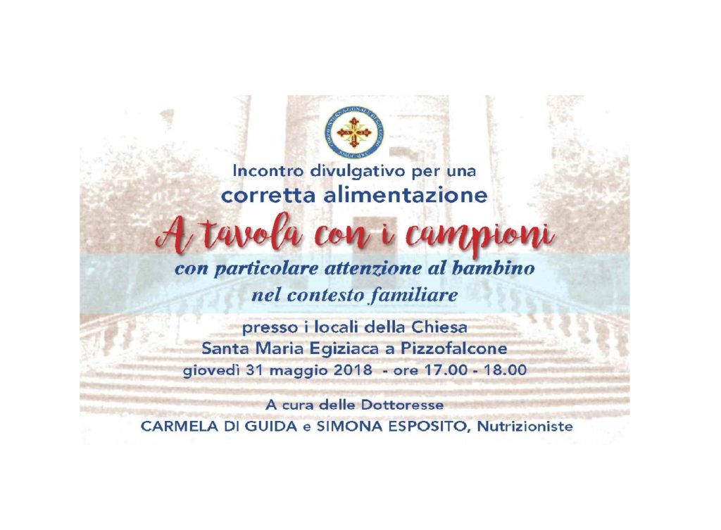 31 maggio 2018, “A tavola con i campioni”
